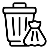 Trash can and garbage bag icon vector