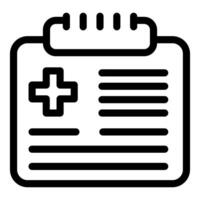 Black outline icon of a medical clipboard with documents and plus sign vector