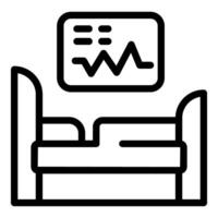hospital cama con supervisión equipo línea icono vector