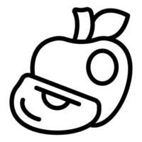 Simplistic apple and wedge line art icon vector