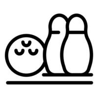 Bowling pins and ball line icon vector