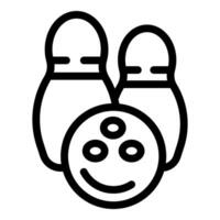 Bowling pins and ball line art icon vector