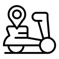 Delivery scooter line icon with pinpoint vector
