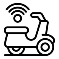 Line art illustration of a smart delivery scooter with a wireless signal, ideal for digital platforms vector