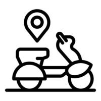 Delivery scooter icon with gps pin vector