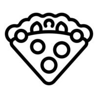 Black and white line art of a slice of pizza vector