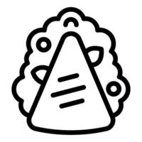 un sencillo línea icono ilustrando un triángulo empanada con vapor detalles vector