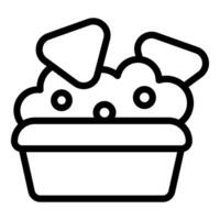 Black and white line art of a whimsical cartoon cupcake with heart toppings vector