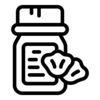 Medicine bottle and pills line icon vector