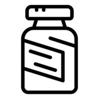 Black and white line icon of a closed medicine bottle vector