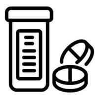Prescription medicine bottle and pills icon vector