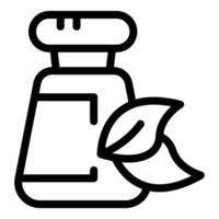 negro y blanco icono de un botella con un hoja, simbolizando orgánico y sostenible productos vector