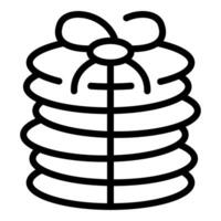 Simple black and white line drawing of a beehive with decorative bow vector