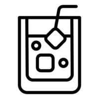 Simple line icon of a glass of iced tea with a straw, ideal for menus and apps vector