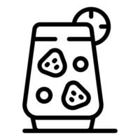 Black and white line art illustration of a soda can with ice cubes vector
