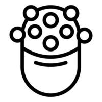 Simple line art icon illustrating a face wearing a protective mask against viruses vector