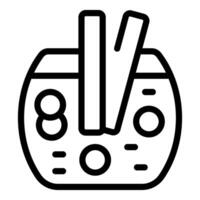 icon of sushi roll bowl with chopsticks vector