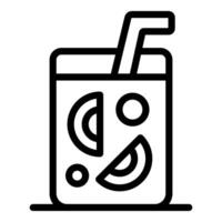 Lemonade glass icon with lemon slices and straw vector
