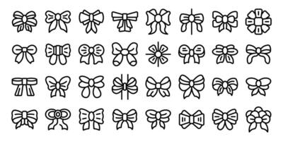 Bowknots icons outline set . A collection of bows in various sizes and shapes vector