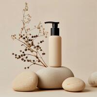 Soap Dispenser on Pile of Rocks photo