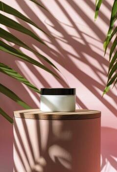 Pink Container With Black Lid on Pink Surface photo