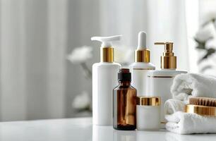 Assorted Skin Care Products on Table photo