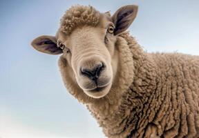 Close Up of Sheep Staring at Camera photo