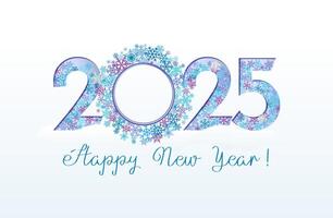 contento nuevo año 2025 creativo concepto con linda copos de nieve vector