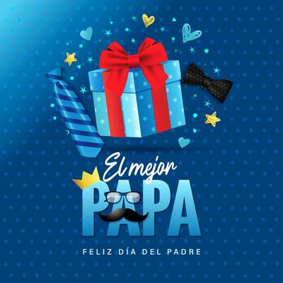 Father's Day web stories spanish post. Greeting card design with 3D elements