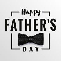 Happy Father's Day cute greetings. Greeting card design with 3D black bow tie. Elegant wish card creative concept. Postcard template. Isolated elements. Social media poster. Network holiday banner. vector