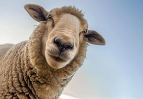 Close Up of Sheep Staring at Camera photo