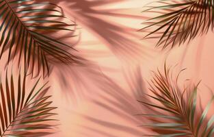 Close Up of Palm Leaves on Pink Background photo
