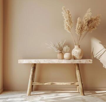 Table With Vases and Vase on Top photo
