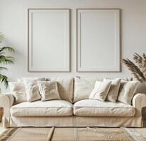 grande blanco sofá en un vivo habitación foto