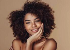 Woman With Curly Hair Posing for a Picture photo