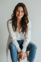 Woman Sitting on Top of Wooden Chair photo