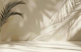 Shadow of Palm Tree Leaves on Wall photo