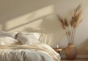 Bed With White Comforter and Pillows photo