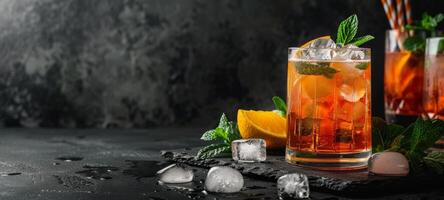 Three Glasses Filled With Different Types of Drinks photo