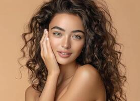 Woman With Curly Hair Posing for a Picture photo