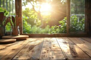 Cup Filled With Wooden Spoons on Wooden Table photo