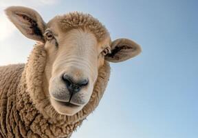 Curious Sheep Looking at Camera photo