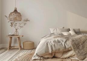 Bedroom With Bed and Hanging Basket photo