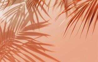 Close Up of Palm Leaves on Pink Background photo