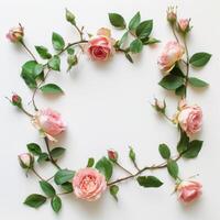 Pink Roses Arranged in Heart Shape photo
