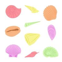 Set of Colored Seashells vector