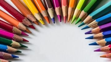 Circle of Colored Pencils Arranged in a Circle photo