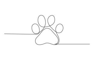 Continuous one line dog paw art illustration vector