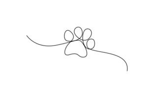 Continuous one line dog paw art illustration vector