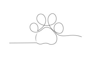 Continuous one line dog paw art illustration vector